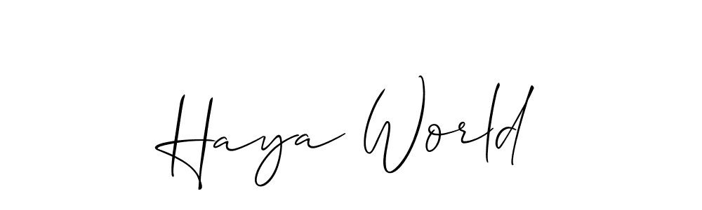 How to make Haya World signature? Allison_Script is a professional autograph style. Create handwritten signature for Haya World name. Haya World signature style 2 images and pictures png