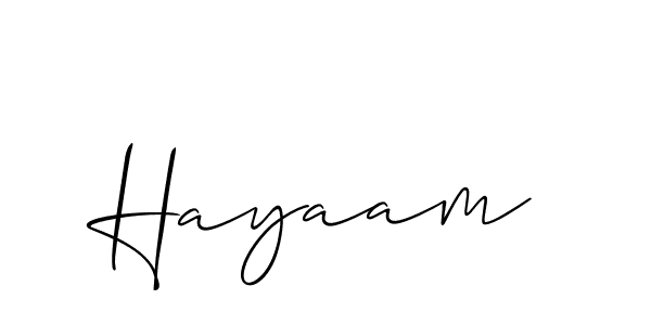 if you are searching for the best signature style for your name Hayaam. so please give up your signature search. here we have designed multiple signature styles  using Allison_Script. Hayaam signature style 2 images and pictures png