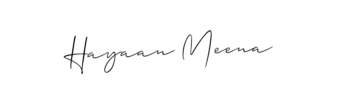 Create a beautiful signature design for name Hayaan Meena. With this signature (Allison_Script) fonts, you can make a handwritten signature for free. Hayaan Meena signature style 2 images and pictures png