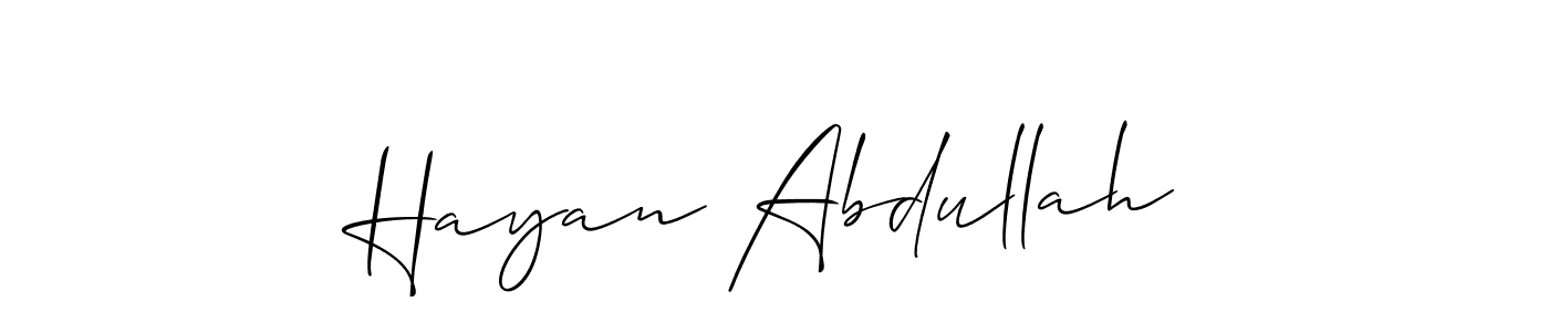 Hayan Abdullah stylish signature style. Best Handwritten Sign (Allison_Script) for my name. Handwritten Signature Collection Ideas for my name Hayan Abdullah. Hayan Abdullah signature style 2 images and pictures png