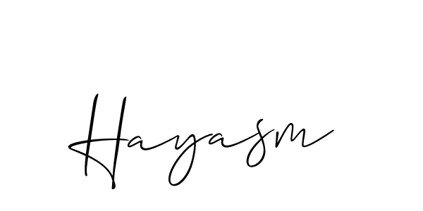 The best way (Allison_Script) to make a short signature is to pick only two or three words in your name. The name Hayasm include a total of six letters. For converting this name. Hayasm signature style 2 images and pictures png
