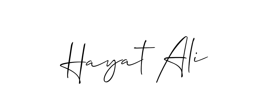 Hayat Ali stylish signature style. Best Handwritten Sign (Allison_Script) for my name. Handwritten Signature Collection Ideas for my name Hayat Ali. Hayat Ali signature style 2 images and pictures png