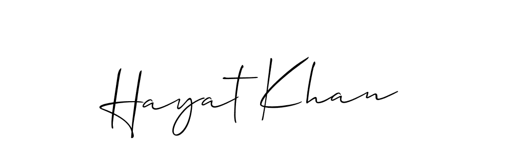 Make a short Hayat Khan signature style. Manage your documents anywhere anytime using Allison_Script. Create and add eSignatures, submit forms, share and send files easily. Hayat Khan signature style 2 images and pictures png