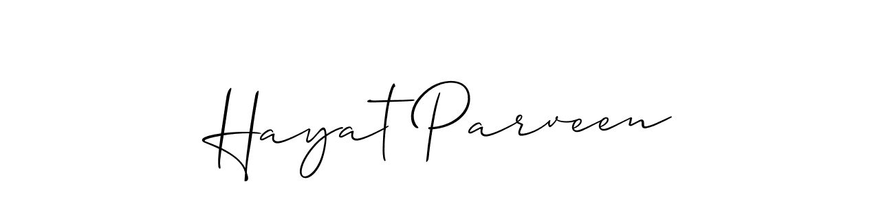 Also You can easily find your signature by using the search form. We will create Hayat Parveen name handwritten signature images for you free of cost using Allison_Script sign style. Hayat Parveen signature style 2 images and pictures png