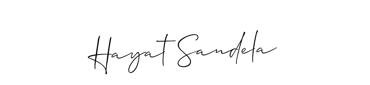 This is the best signature style for the Hayat Sandela name. Also you like these signature font (Allison_Script). Mix name signature. Hayat Sandela signature style 2 images and pictures png