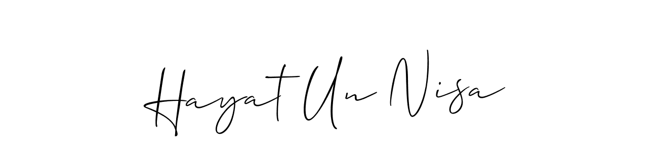 How to make Hayat Un Nisa signature? Allison_Script is a professional autograph style. Create handwritten signature for Hayat Un Nisa name. Hayat Un Nisa signature style 2 images and pictures png