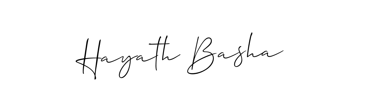 The best way (Allison_Script) to make a short signature is to pick only two or three words in your name. The name Hayath Basha include a total of six letters. For converting this name. Hayath Basha signature style 2 images and pictures png