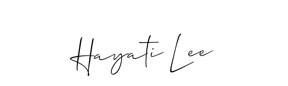 You should practise on your own different ways (Allison_Script) to write your name (Hayati Lee) in signature. don't let someone else do it for you. Hayati Lee signature style 2 images and pictures png