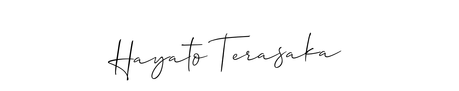 Create a beautiful signature design for name Hayato Terasaka. With this signature (Allison_Script) fonts, you can make a handwritten signature for free. Hayato Terasaka signature style 2 images and pictures png