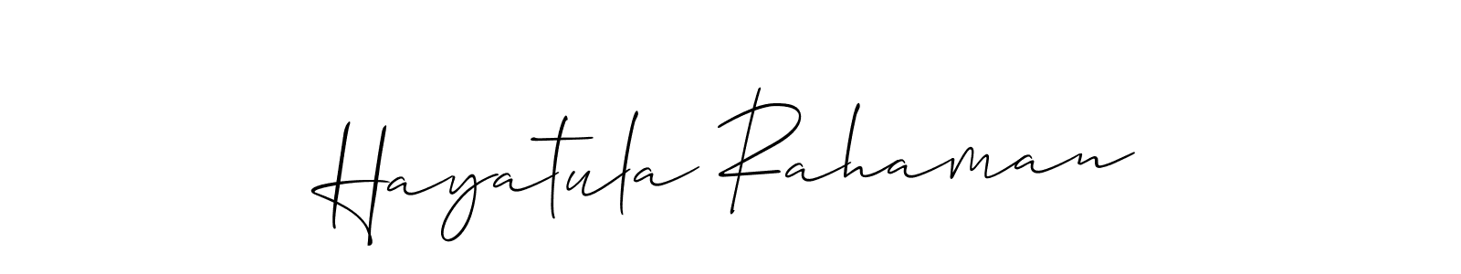 if you are searching for the best signature style for your name Hayatula Rahaman. so please give up your signature search. here we have designed multiple signature styles  using Allison_Script. Hayatula Rahaman signature style 2 images and pictures png
