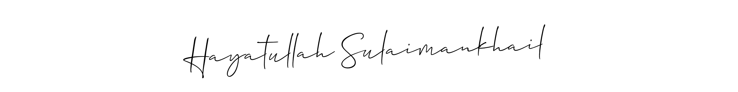 Make a beautiful signature design for name Hayatullah Sulaimankhail. With this signature (Allison_Script) style, you can create a handwritten signature for free. Hayatullah Sulaimankhail signature style 2 images and pictures png