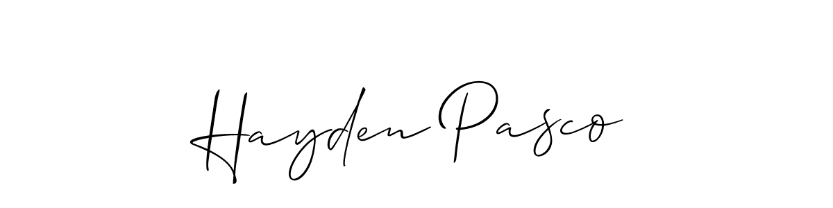 Similarly Allison_Script is the best handwritten signature design. Signature creator online .You can use it as an online autograph creator for name Hayden Pasco. Hayden Pasco signature style 2 images and pictures png