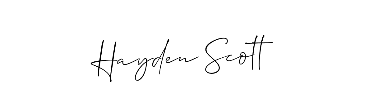 Use a signature maker to create a handwritten signature online. With this signature software, you can design (Allison_Script) your own signature for name Hayden Scott. Hayden Scott signature style 2 images and pictures png