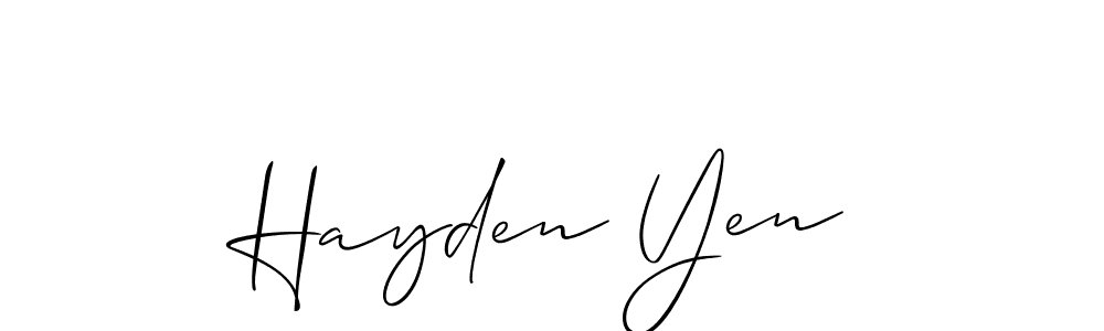 Make a short Hayden Yen signature style. Manage your documents anywhere anytime using Allison_Script. Create and add eSignatures, submit forms, share and send files easily. Hayden Yen signature style 2 images and pictures png