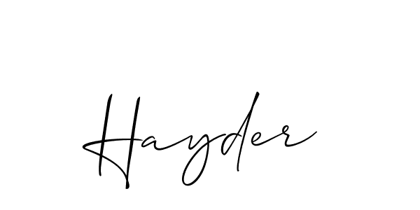 Similarly Allison_Script is the best handwritten signature design. Signature creator online .You can use it as an online autograph creator for name Hayder. Hayder signature style 2 images and pictures png