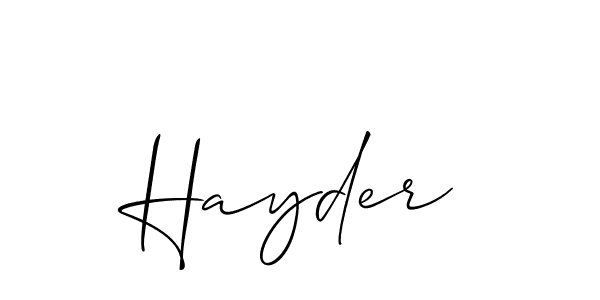 Make a short Hayder signature style. Manage your documents anywhere anytime using Allison_Script. Create and add eSignatures, submit forms, share and send files easily. Hayder signature style 2 images and pictures png