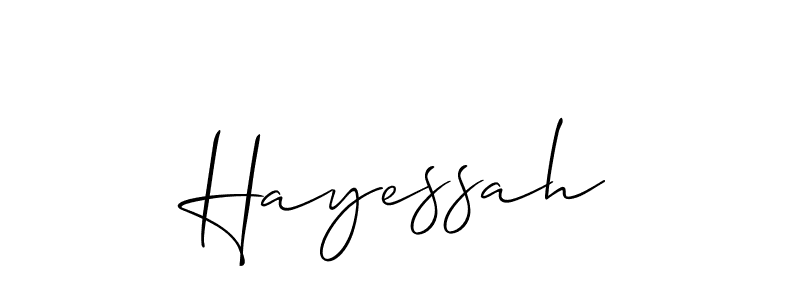 Use a signature maker to create a handwritten signature online. With this signature software, you can design (Allison_Script) your own signature for name Hayessah. Hayessah signature style 2 images and pictures png