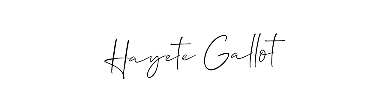 Make a short Hayete Gallot signature style. Manage your documents anywhere anytime using Allison_Script. Create and add eSignatures, submit forms, share and send files easily. Hayete Gallot signature style 2 images and pictures png