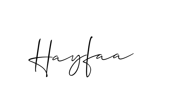 Use a signature maker to create a handwritten signature online. With this signature software, you can design (Allison_Script) your own signature for name Hayfaa. Hayfaa signature style 2 images and pictures png