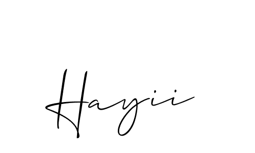 It looks lik you need a new signature style for name Hayii. Design unique handwritten (Allison_Script) signature with our free signature maker in just a few clicks. Hayii signature style 2 images and pictures png
