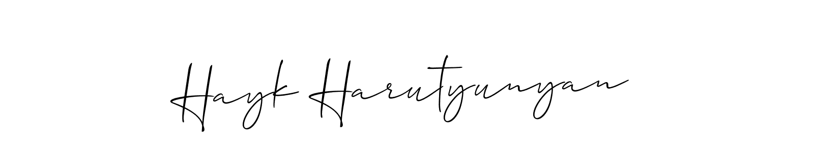 Also we have Hayk Harutyunyan name is the best signature style. Create professional handwritten signature collection using Allison_Script autograph style. Hayk Harutyunyan signature style 2 images and pictures png