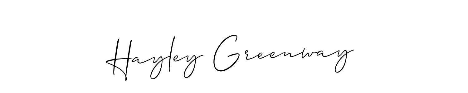 It looks lik you need a new signature style for name Hayley Greenway. Design unique handwritten (Allison_Script) signature with our free signature maker in just a few clicks. Hayley Greenway signature style 2 images and pictures png