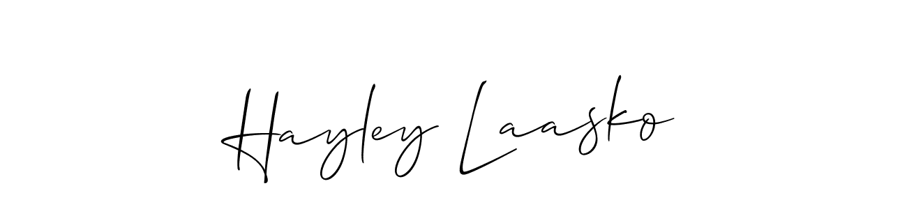 Allison_Script is a professional signature style that is perfect for those who want to add a touch of class to their signature. It is also a great choice for those who want to make their signature more unique. Get Hayley Laasko name to fancy signature for free. Hayley Laasko signature style 2 images and pictures png