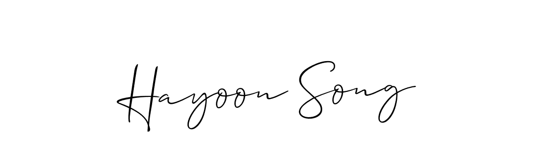 It looks lik you need a new signature style for name Hayoon Song. Design unique handwritten (Allison_Script) signature with our free signature maker in just a few clicks. Hayoon Song signature style 2 images and pictures png