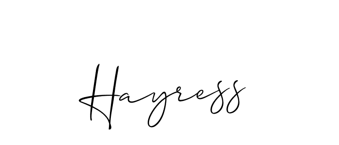 It looks lik you need a new signature style for name Hayress. Design unique handwritten (Allison_Script) signature with our free signature maker in just a few clicks. Hayress signature style 2 images and pictures png