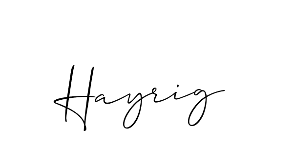 Make a beautiful signature design for name Hayrig. With this signature (Allison_Script) style, you can create a handwritten signature for free. Hayrig signature style 2 images and pictures png