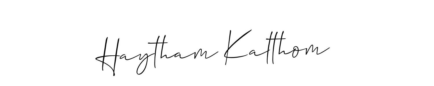 Allison_Script is a professional signature style that is perfect for those who want to add a touch of class to their signature. It is also a great choice for those who want to make their signature more unique. Get Haytham Kalthom name to fancy signature for free. Haytham Kalthom signature style 2 images and pictures png