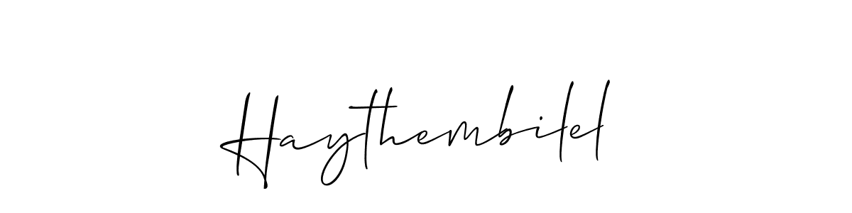 Similarly Allison_Script is the best handwritten signature design. Signature creator online .You can use it as an online autograph creator for name Haythembilel. Haythembilel signature style 2 images and pictures png