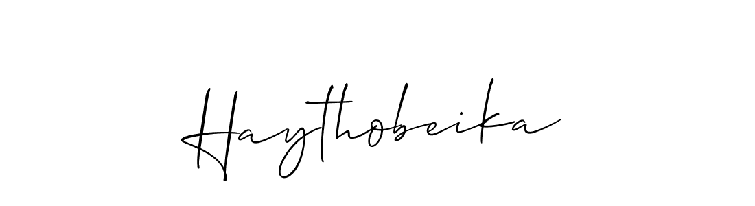 Design your own signature with our free online signature maker. With this signature software, you can create a handwritten (Allison_Script) signature for name Haythobeika. Haythobeika signature style 2 images and pictures png