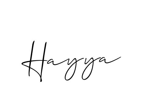 How to make Hayya signature? Allison_Script is a professional autograph style. Create handwritten signature for Hayya name. Hayya signature style 2 images and pictures png