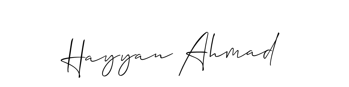 How to Draw Hayyan Ahmad signature style? Allison_Script is a latest design signature styles for name Hayyan Ahmad. Hayyan Ahmad signature style 2 images and pictures png