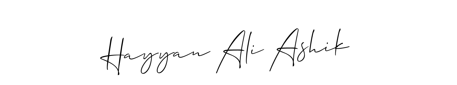 You should practise on your own different ways (Allison_Script) to write your name (Hayyan Ali Ashik) in signature. don't let someone else do it for you. Hayyan Ali Ashik signature style 2 images and pictures png