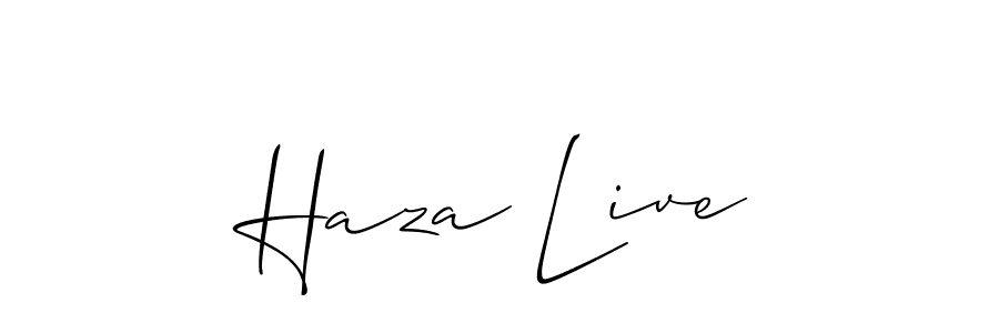 Use a signature maker to create a handwritten signature online. With this signature software, you can design (Allison_Script) your own signature for name Haza Live. Haza Live signature style 2 images and pictures png