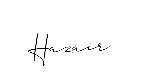 It looks lik you need a new signature style for name Hazair. Design unique handwritten (Allison_Script) signature with our free signature maker in just a few clicks. Hazair signature style 2 images and pictures png