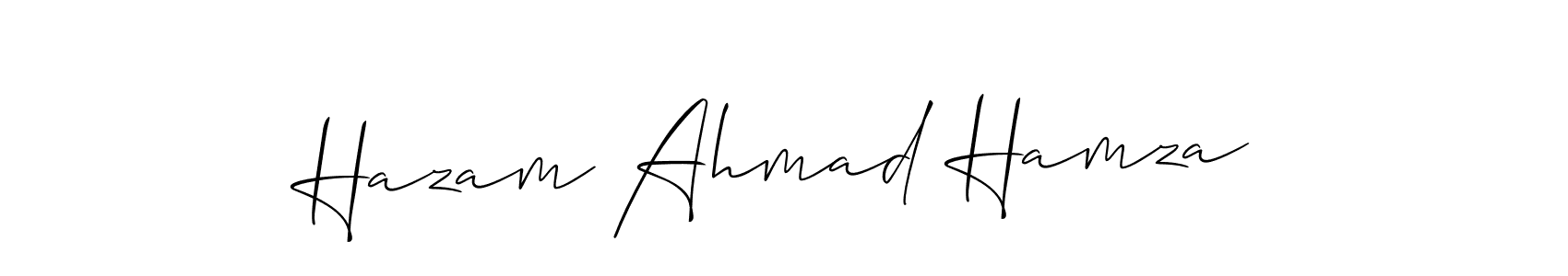 You can use this online signature creator to create a handwritten signature for the name Hazam Ahmad Hamza. This is the best online autograph maker. Hazam Ahmad Hamza signature style 2 images and pictures png