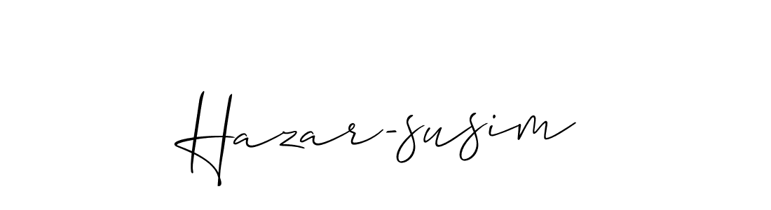 The best way (Allison_Script) to make a short signature is to pick only two or three words in your name. The name Hazar-susim include a total of six letters. For converting this name. Hazar-susim signature style 2 images and pictures png