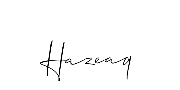 How to make Hazeaq name signature. Use Allison_Script style for creating short signs online. This is the latest handwritten sign. Hazeaq signature style 2 images and pictures png