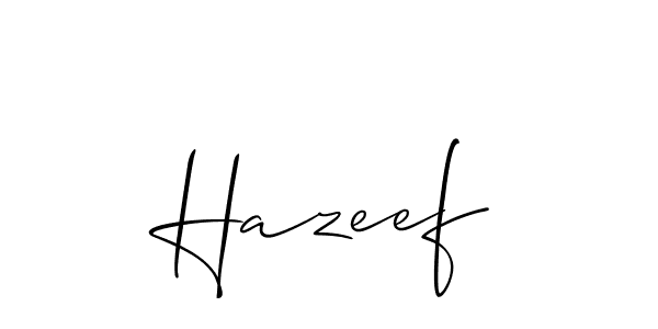 It looks lik you need a new signature style for name Hazeef. Design unique handwritten (Allison_Script) signature with our free signature maker in just a few clicks. Hazeef signature style 2 images and pictures png