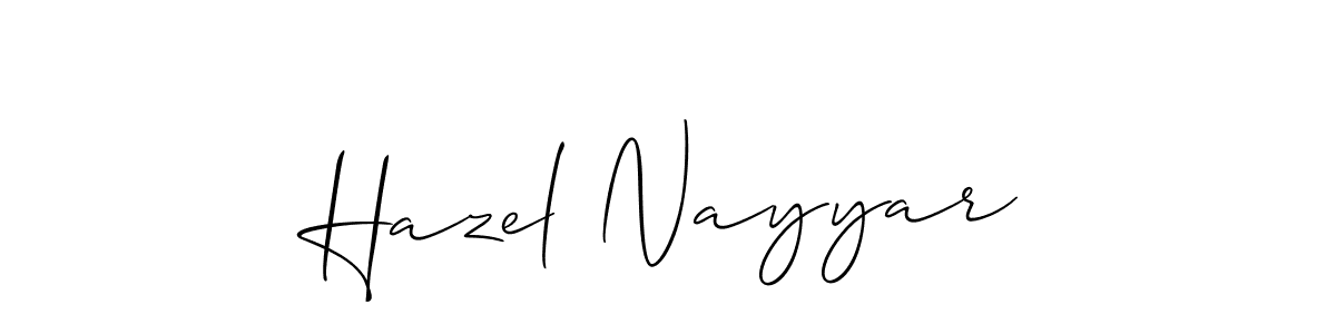 How to make Hazel Nayyar signature? Allison_Script is a professional autograph style. Create handwritten signature for Hazel Nayyar name. Hazel Nayyar signature style 2 images and pictures png