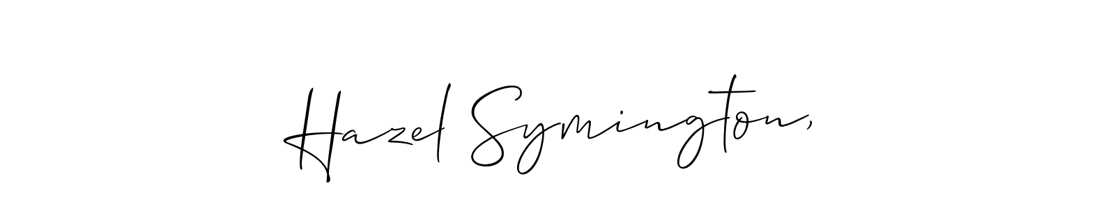 It looks lik you need a new signature style for name Hazel Symington,. Design unique handwritten (Allison_Script) signature with our free signature maker in just a few clicks. Hazel Symington, signature style 2 images and pictures png