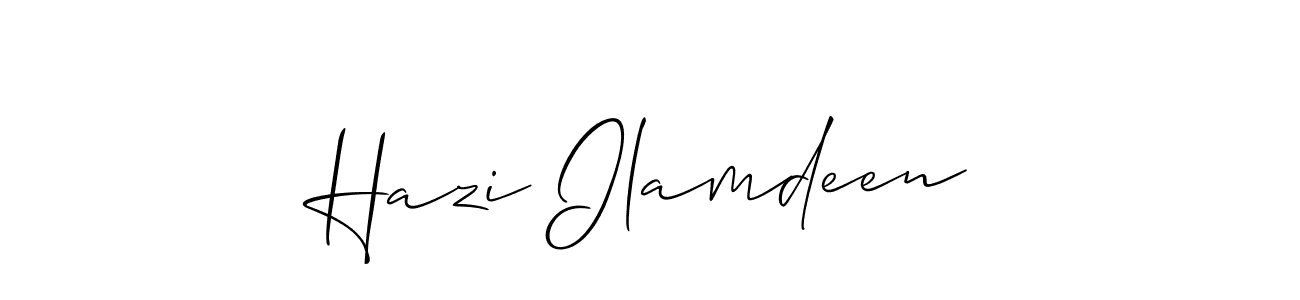 Design your own signature with our free online signature maker. With this signature software, you can create a handwritten (Allison_Script) signature for name Hazi Ilamdeen. Hazi Ilamdeen signature style 2 images and pictures png