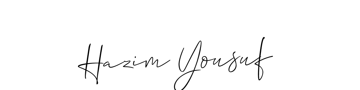 The best way (Allison_Script) to make a short signature is to pick only two or three words in your name. The name Hazim Yousuf include a total of six letters. For converting this name. Hazim Yousuf signature style 2 images and pictures png