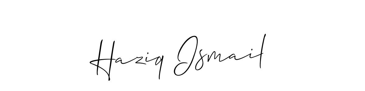 Use a signature maker to create a handwritten signature online. With this signature software, you can design (Allison_Script) your own signature for name Haziq Ismail. Haziq Ismail signature style 2 images and pictures png