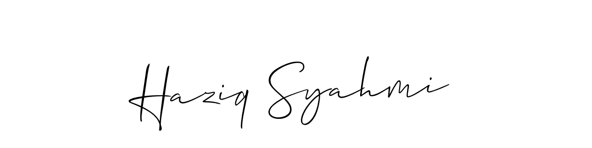 Allison_Script is a professional signature style that is perfect for those who want to add a touch of class to their signature. It is also a great choice for those who want to make their signature more unique. Get Haziq Syahmi name to fancy signature for free. Haziq Syahmi signature style 2 images and pictures png