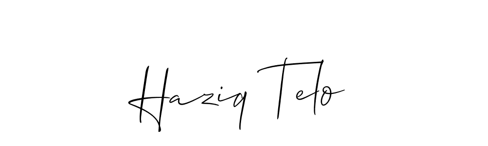 It looks lik you need a new signature style for name Haziq Telo. Design unique handwritten (Allison_Script) signature with our free signature maker in just a few clicks. Haziq Telo signature style 2 images and pictures png