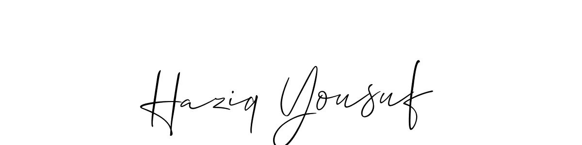 How to make Haziq Yousuf signature? Allison_Script is a professional autograph style. Create handwritten signature for Haziq Yousuf name. Haziq Yousuf signature style 2 images and pictures png